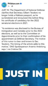 Read more about the article Passport Surrendered? But Loyalty in Question?: Why Teodoro’s Citizenship Controversy Strikes a Nerve