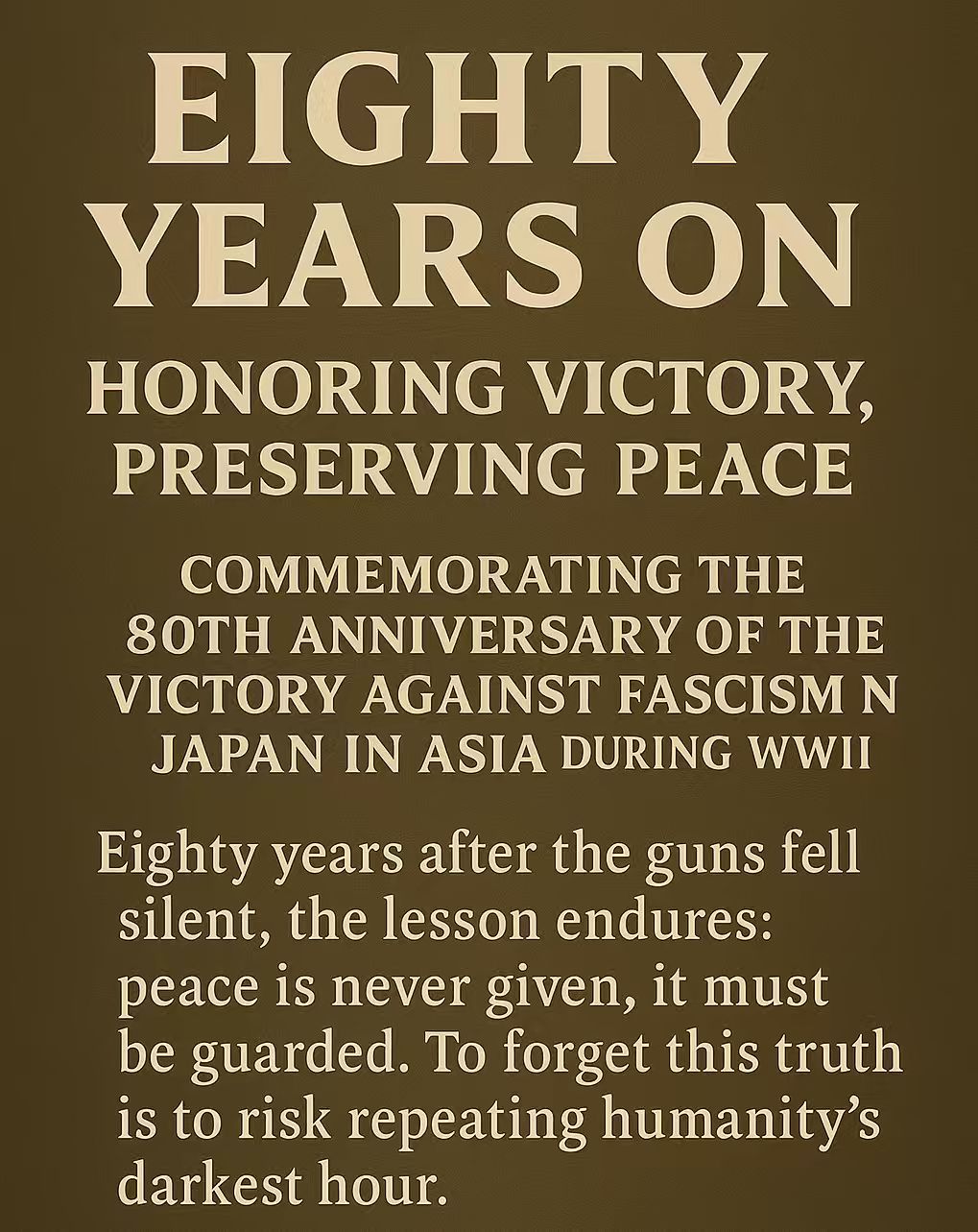 Read more about the article Statement on the 80th Anniversary of the Victory Against Fascism and the Victory Against Japan in WWII